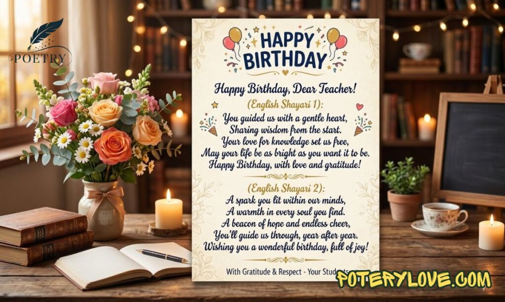 Heartwarming Birthday Shayari for Teachers in English