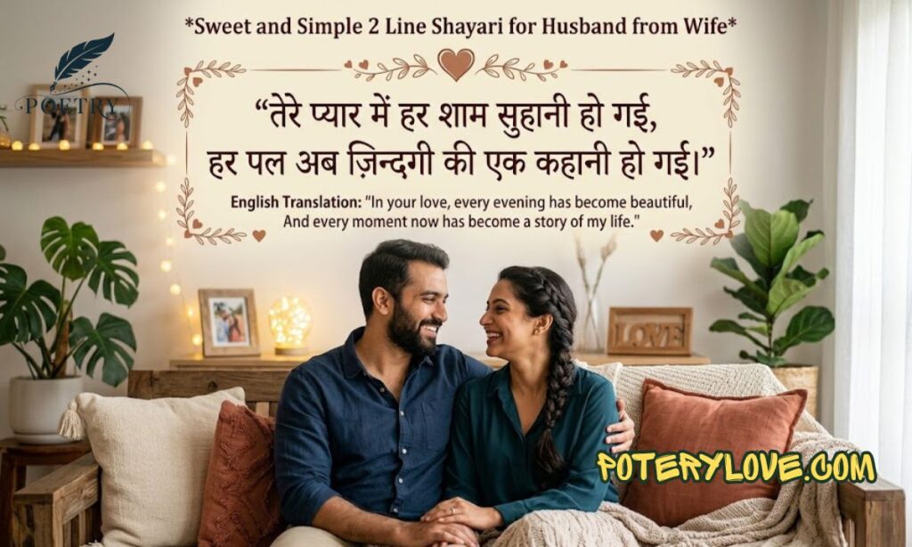 Sweet and Simple 2 Line Shayari for Husband from Wife